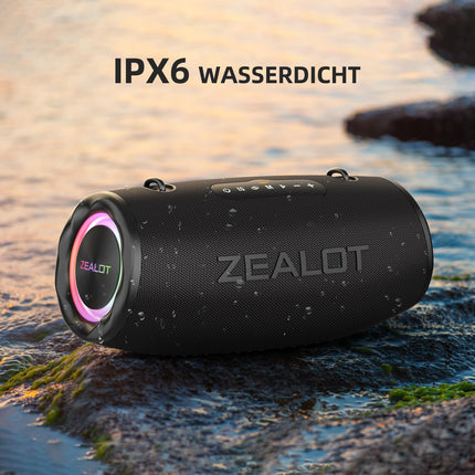 ZEALOT Bluetooth-kõlar, õue Bluetooth-kõlar, 80W stereoheli, BassUp, 16000mAh aku, AUX-port, USB, Micro SD/TF, USB-C, akupank, Bluetooth 5.2, IPX6 veekindel, telkimiseks, basseini jaoks, aia jaoks