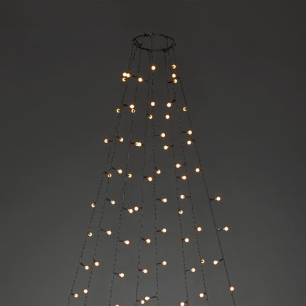 Konstsmide, 6327-800, LED tree jacket with ring 11, with globes, 8 strands of 30 diodes each, pre-assembled, 240 amber diodes, 24V external transformer, black cable gold 240 LEDs