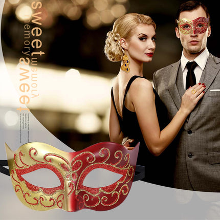 Oidea Veneetsia retro mask meestele: Veneetsia mask meestele, vintage stiilis, karneval, halloweeni kostüüm, kokteilipidu, mardi gras mask, punane