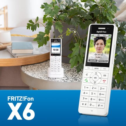 FRITZ!Fon X6 valge DECT mugavustelefon (kvaliteetne värviekraan, HD-telefonisüsteem, täisdupleks-käed-vabad kõned, FRITZ!Boxi funktsioonide juhtimine), valge, saksakeelne versioon
