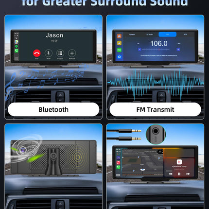 【Uusim】 10,26-tolline Apple Carplay Android Auto ekraan reguleeritava 2,5K armatuurlauaga auto esi- ja tagaosa juhtmevaba Driveplay tahavaatekaameraga autoraadio Carplay Bluetooth Mirror Link 64G TF