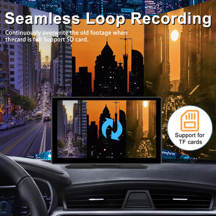 Hodozzy Portable Car Radio Wireless CarPlay Display Android Auto, Airplay Mirror Link, 9 Inch Touchscreen Monitor CarPlay Screen with Bluetooth, AUX/FM/SD Card, Car Multimedia Player with Camera