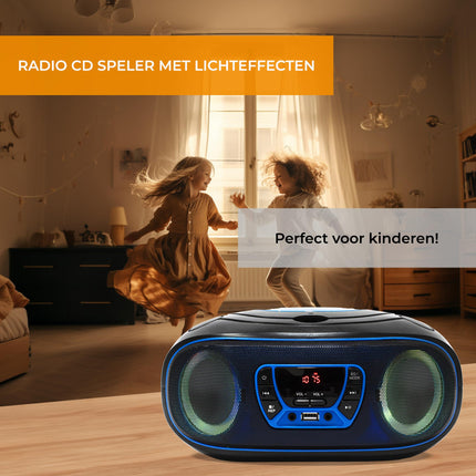 Denver Electronics TCL-212BT - CD Player (4 W, FM, External, Portable CD Player, Blue, 3.5 mm)