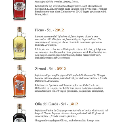 Marzadro advendikalender Marzadro 24 kvaliteetse kange alkoholiga - Distilleria Marzadro (4 x 0,1l ja 20 x 0,05l)