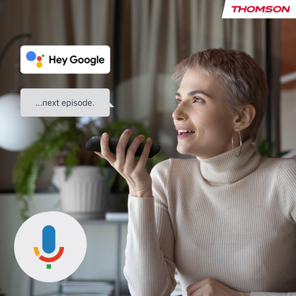 Thomson Streaming Box 270 Plus | Integrated speaker for voice control | Google TV | Netflix, Disney+ | 4K UHD | Streaming via Wi-Fi | Google Cast | 32GB storage