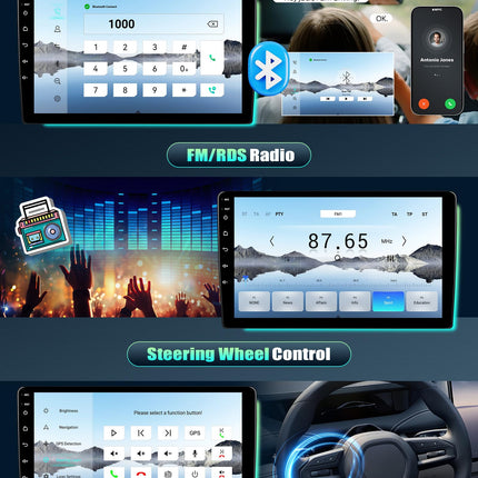 CAMECHO 8-tuumaline Android 15 Qualcomm 4+64G autostereo Ford Fiesta, Focus, Transit, Connect, Kuga, Mondeo jaoks koos tahavaatekaamera, 9-tollise juhtmevaba Carplay, DSP, Bluetooth-raadio ja Android Auto WiFi, FM/RDS, GPS-iga