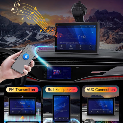 Podofo 7'' Carplay ekraan koos Carplay Android Auto-ga, horisontaalne ja vertikaalne ekraan, Bluetooth/AUX/FM-saatja kaasaskantav autoraadio Android Auto ekraaniga navigatsiooniga, hääljuhtimine, DC7-32V