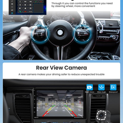 Rimoody autoraadio 1 DIN juhtmevaba Carplay Android Auto 9-tolline IPS eemaldatav ekraan 1 DIN autoraadio IOS/Android Mirror Link FM/USB/EQ/AUX/TF roolil juhtimisega tahavaatekaamera