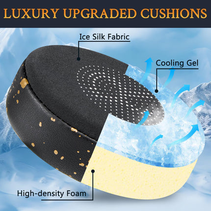 SOULWIT Cooling Gel Replacement Ear Pads for Jabra Evolve2 65 (Evolve 2 65MS 65UC MS UC)/Evolve2 40 (40UC 40MS USB)/Elite 45h On-Ear Wireless Headphones, Ice Silk Fabric Cushions