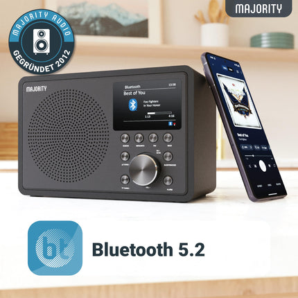 Internet radio Wi-Fi | DAB+ radio with Bluetooth | DAB Plus radio kitchen radio | Internet Wi-Fi with DSP speaker | Digital radio | Frontier Oktiv app remote control | MAJORITY Touro