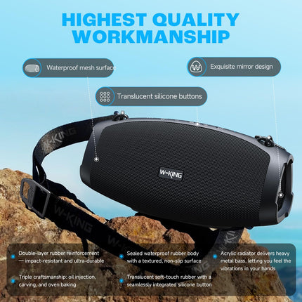 W-KING 120W Peak Bluetooth Speaker Large, IPX6 Music Box Speaker Bluetooth Party Boom Box, THREE Passive Radiators - Omnidirectional HiFi Super Bass/DSP/2 Woofers/42H/Power Bank/TF/AUX/EQ/Opener