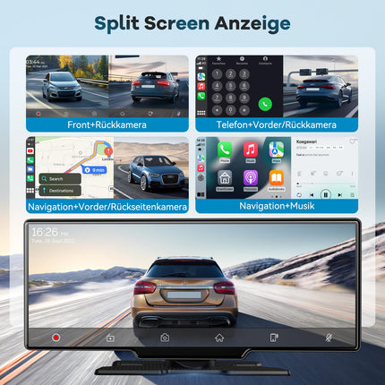 2025. aasta uusim 10,26-tolline Carplay ja Android Auto ekraan: sõbraekraan GPS-navigatsiooniga, 4K armatuurlauaga, tahavaatekaameraga, Bluetooth 5.2, Siri hääljuhtimisega, IPS puuteekraan, peegli link, AUX, FM, 64G TF
