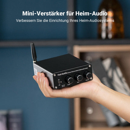 Fosi Audio BT20A Bluetooth võimendi, 200W mini Hifi võimendi TPA3116 võimendikiibiga, bassi ja kõrgete helide reguleerimisega, D-klassi 2.0 stereovõimendi