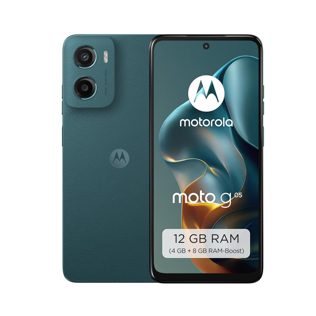 Motorola Moto g05 nutitelefon (6,67-tolline FHD+ ekraan, 50 MP kaamera, 4 GB / 64 GB, 5200 mAh, Android 15) metsaroheline, koos kaitseümbrisega [Ainult Amazonis]
