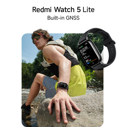 Redmi Watch 5 Lite nutikell, 1,96-tolline AMOLED-ekraan, 18-päevane aku tööiga, üle 150 spordirežiimi, sisseehitatud GPS, pulsi ja SPO₂ jälgimine, 5ATM veekindlus, alati sisse lülitatud ekraan, Bluetooth-kõned, must