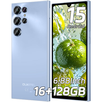 OUKITEL C61 Android 15 nutitelefon lukustamata, 16 GB + 128 GB / 1 TB mobiiltelefon ilma lepinguta, 6,88" HD+ 90Hz ekraan, 5150 mAh mobiiltelefon soodne, 13 MP + 5 MP, 4G kahe SIM-kaardiga SIM-kaardivabad mobiiltelefonid/sõrmejälg/OTG/näotuvastusega