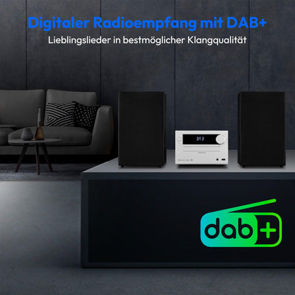 MEDION E64482 mikroaudiosüsteem, kompaktne süsteem (DAB+, CD-mängija, PLL FM-raadio, Bluetooth, MP3-mängija, AUX, kõrvaklapipesa, USB, unetaimer, hämardatav ekraan) hõbedane