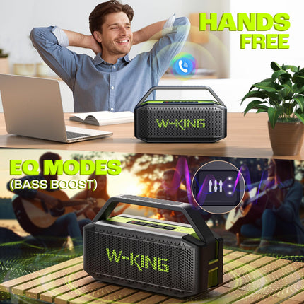 W-KING Bluetooth Speaker Music Box Large, (100W MAX) 60W IPX6 Speaker Boxes Bluetooth Box-Deep Bass, Portable Speaker Outdoor Party Soundbox Boombox, PowerBank/40H/TF Card/AUX/EQ/NFC