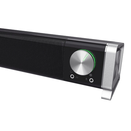 Trust Asto Soundbar 12 W peak power (6 W RMS), PC speaker, USB operation, 3.5 mm AUX connection, stereo sound system, computer speakers for PC, laptop, monitor, TV, music, audio - Black