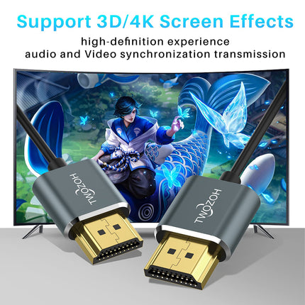 Twozoh üliõhuke 4K HDMI-kaabel 1M 3-pakendis, õhuke ja painduv HDMI 2.0 kaabel, tugi 4K/60Hz 18gbps sülearvutile, monitorile, PS5-le, PS4-le, Xbox One-ile, Fire TV-le