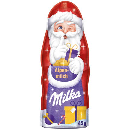 Milka Santa Claus Alpine Milk 24 x 45g I Chocolate Santa Claus Large Pack I Christmas chocolate made from 100% Alpine milk