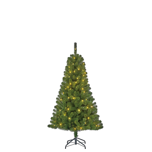 Musta kastiga kunstkuusk Charltoni LED-valgustusega – K 155 x Ø 91 cm – Roheline