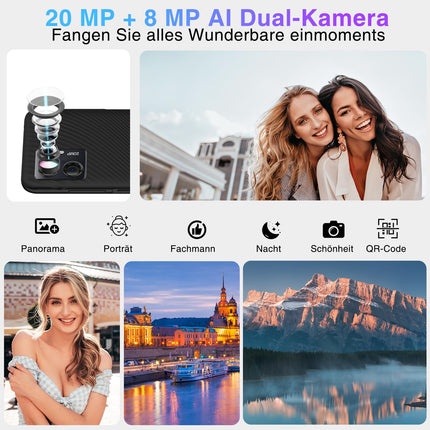 DOOGEE N50S lukustamata nutitelefon, 9GB+128GB/TF 1TB, 6,52" HD+ ekraan, Android 13, kaheksatuumaline protsessor, 20MP+8MP kaamera, kahe SIM-kaardiga 4G mobiiltelefon, 4200mAh, Face ID, GPS, OTG, must