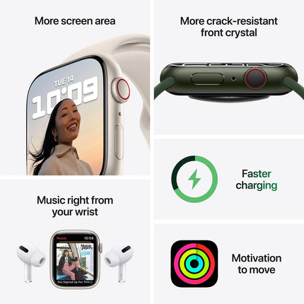 Apple Watch Series 7 (GPS + Cellular, 45MM) Midnight Aluminum Case with Midnight Sport Band (Refurbished)