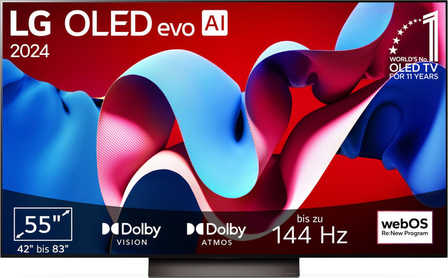 LG OLED55C47LA TV 55" (139 cm) OLED evo TV (α9 Gen7 4K AI processor, webOS 24, Dolby Vision, up to 120Hz) [Model year 2024]