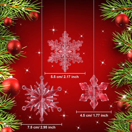 45 Pieces Crystal Snowflake Ornaments Clear Acrylic Snowflake Christmas Christmas Tree Hanging Pendants for Winter Theme Party Supplies