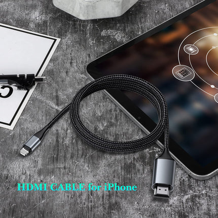 Lightning HDMI Cable for iPhone 14/13/12, 1080P HD Adapter, 2 m, for TV Streaming, YouTube-enabled (Not iPhone 16/15 or Netflix)