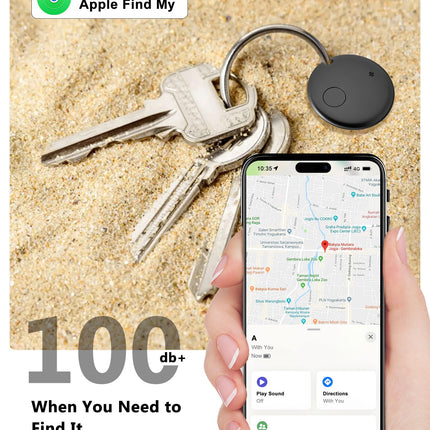 Õhusildi võtmeleidja, õhusildi jälgija võtmeleidja nutikas Bluetooth-silt, veekindel esemete leidja minijälgija, mis ühildub Apple'i rakendusega Find My Items (ainult iOS) kohvrite, kottide, pagasi ja passide jaoks (AT-2PCS)