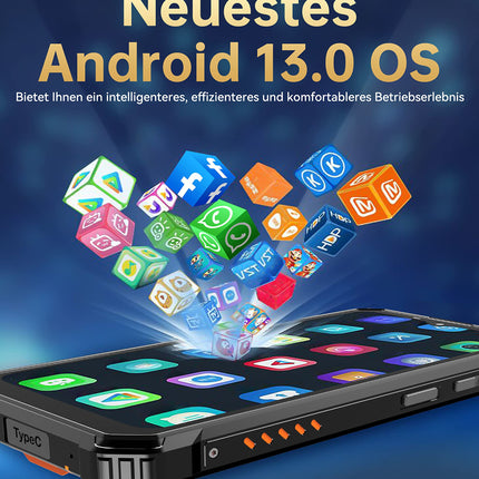 OUKITEL WP23 Android 13 välistingimustes kasutatav mobiiltelefon 10 600 mAh vastupidav nutitelefon 6517 tolli HD+ 7 GB + 64 GB 1 TB laiendatav ilma lepinguta 13 MP + 5 MP kaamera 4G kahe SIM-kaardiga, IP68/NFC/OTG/GPS/Face ID, roheline