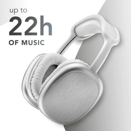 Music Sound | Bluetooth Headphones MAXI2 | On-ear Bluetooth 5.0 headphones - Playtime 22h - Charging 1.5h - Integrated microphone - Controls on the pavilion and adjustable headband, white color