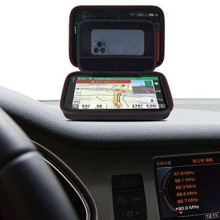 Elonbo GPS-kandekott 10-tollise Garmin dēzl OTR1000/OTR1010 / RV 1090 navigatsioonisüsteemi jaoks, lisavõrgust tasku autolaadija USB-kaabli jaoks, must