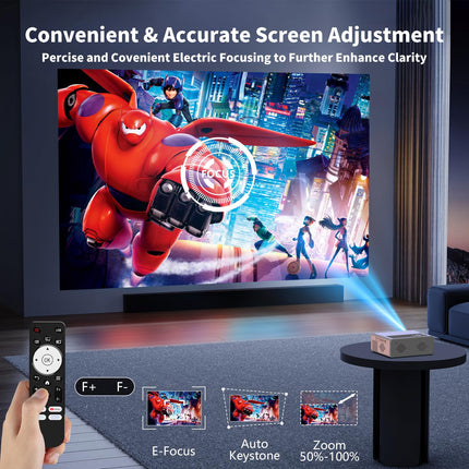 Nutikas projektor【Ametlik Netflix/elektriline teravustamine/automaatne trapetsikorrektsioon】 AKATUO kodukino projektor, natiivne 1080P, 4K tugi, WiFi6 Bluetooth, videoprojektori kuuldeaparaat telefoni/õue jaoks