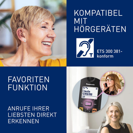 Panasonic KX-TGU133EXB digitaalne juhtmeta telefon automaatvastaja, baasjaama ja 3 käsitelefoniga, LCD-ekraan, suured nupud, lemmikute nupp, kuuldeaparaatidega ühilduv, must
