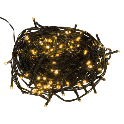 Idena 31869-2 - 2-osaline LED-valguskett 200 kuldkollase LED-iga, õues ja siseruumides kasutamiseks, 8-tunnise taimerifunktsiooni ja trafoga, umbes 29,9 m pikk, peokaunistuseks, jõulukaunistuseks
