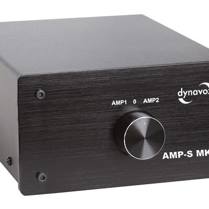 Dynavox AMP-S MKII, võimendi ja kõlari lüliti metallkorpuses, stereo- ja ruumilise heli võimendite jaoks, ühendus banaanpistikute või klemmliistu kaudu, must