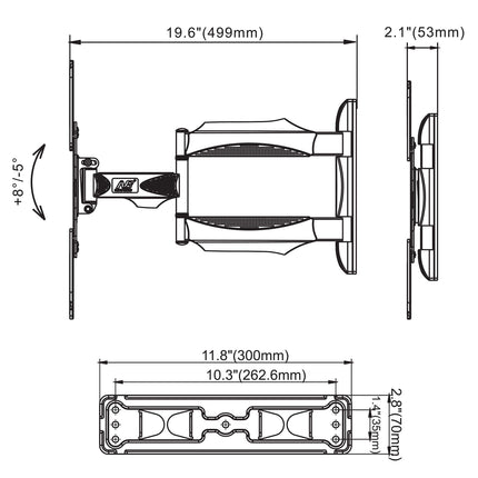 North Bayou reguleeritav seinakinnitus 32–55-tollistele LED LCD-teleritele, VESA mõõdud max. 400 x 400 mm, maksimaalne kandevõime 31,8 kg