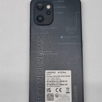 UMIDIGI lepinguta nutitelefon, odav NFC, 128 GB mobiiltelefonid, 48MP + 16MP kaamera, 6,7" HD+ ekraan, 4 GB RAM, 5150mAh kaheksatuumaline, 4G kahe SIM-kaardi/sõrmejälje/GPS, A13 Pro SIM-kaardivabad mobiiltelefonid Android 11-ga