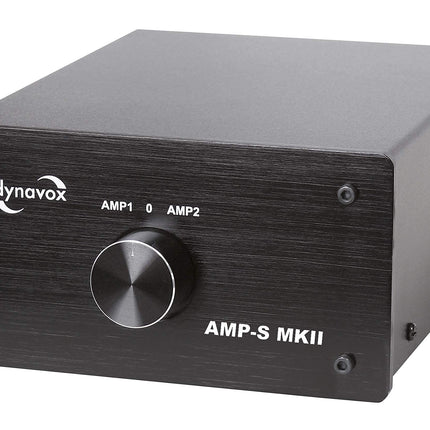 Dynavox AMP-S MKII, võimendi ja kõlari lüliti metallkorpuses, stereo- ja ruumilise heli võimendite jaoks, ühendus banaanpistikute või klemmliistu kaudu, must