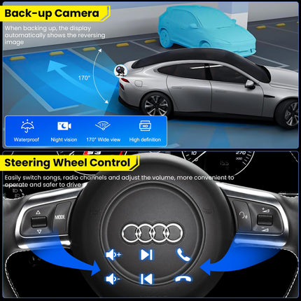 4+64GB Car Radio for Audi A3 S3 RS3 2003-2012 with Wireless Carplay &amp; Android Auto, Android 13 7 inch IPS Car Radio with GPS Voice Control SWC Rear View Camera Bluetooth 5.2 Hands-Free System WiFi