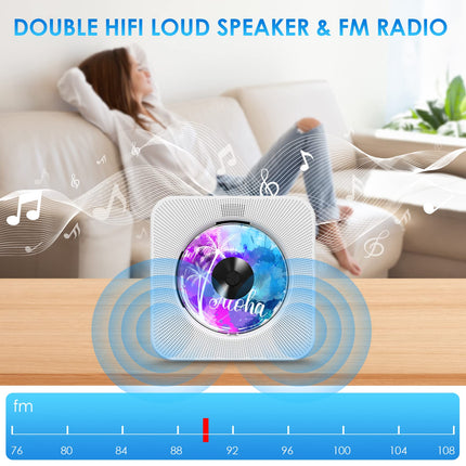 Kaasaskantav CD-mängija Bluetoothiga, Gueray lauaarvuti CD-mängija koduseks CD-mängijaks, sisseehitatud kahe HiFi kõlariga, AUX kõrvaklappide pesaga, FM-raadio, Boombox puldiga, USB-pordiga