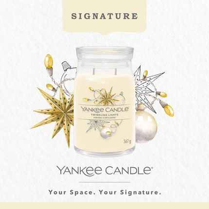 Yankee Candle Signature lõhnaküünal; suur küünal pika põlemisajaga "Twinkling Lights"; sojavaha segu