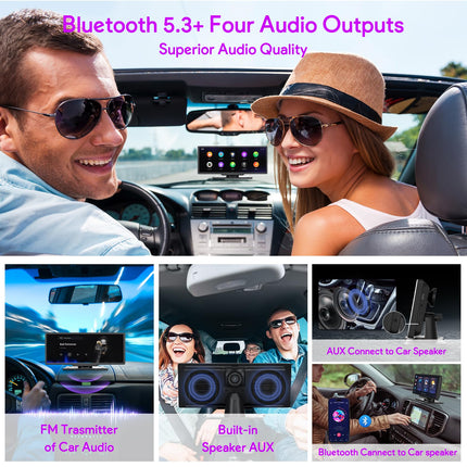 NUOTIAN 10.26'' juhtmevaba Carplay ekraan, Android Auto ekraan, Carplay autoraadio Bluetooth 5.3-ga, 1080P tahavaatekaamera, GPS-navigatsioon, peegliühendus, 64G TF, FM, AUX (varuklambriga)