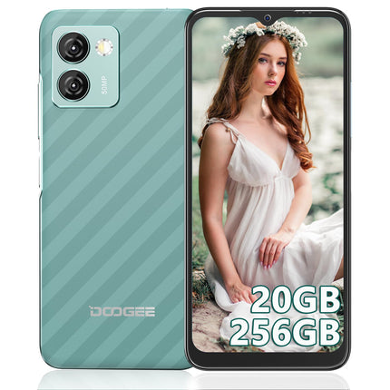 DOOGEE N50 Pro mobiiltelefon, 20GB+256GB/TF 1TB nutitelefon, 6.52" HD+ Android 13 nutitelefon ilma lepinguta, Octa Core, 50MP+8MP, 4200mAh, sõrmejälje-/näotuvastus, GPS/OTG/4G kahe SIM-kaardiga, lukustamata, roheline