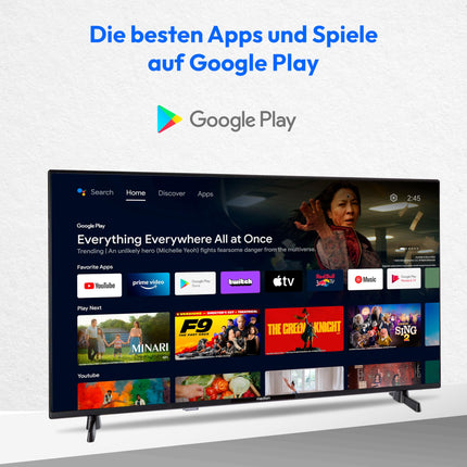 MEDION 108 cm (43 tolli) Full HD-teler (Android TV, nutiteler, HDR, Netflix, Prime Video, PVR, Bluetooth, MD 843100)