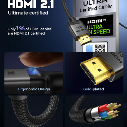 Silkland 10K 8K HDMI 2.1 kaabel 3m, 2 tk sertifitseeritud HDMI® kaablite komplektis 4K@144Hz/120Hz 8K@60Hz, eARC, HDR10, Dolby Atmos, 48Gbps, HDCP2.3 HDTV/heliriba/PS5/Blu-ray/Switch/projektori/sülearvuti/ekraani/TV-boksi jaoks