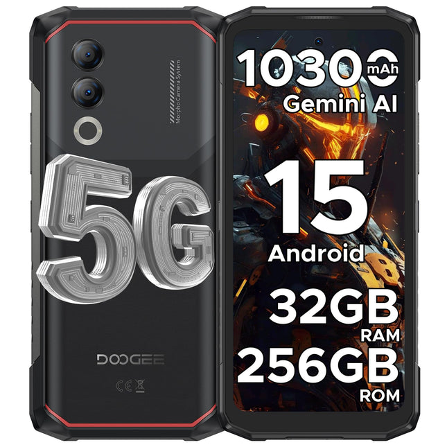 DOOGEE Blade 20 Turbo 5G AI Android 15 Outdoor Handy Ohne Vertrag, 10300mAh/33W, 32GB+256GB/TF 2TB Outdoor Smartphone, 50MP AI Kamera, 6.6" IPS Display, 3 Karten Dual 5G SIM/ IP68/ NFC/GPS/Face ID/OTG